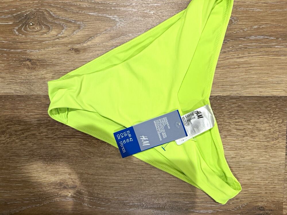 H&M Women’s Solid Green Thong Bikini Swim Bottom, Size M Regular